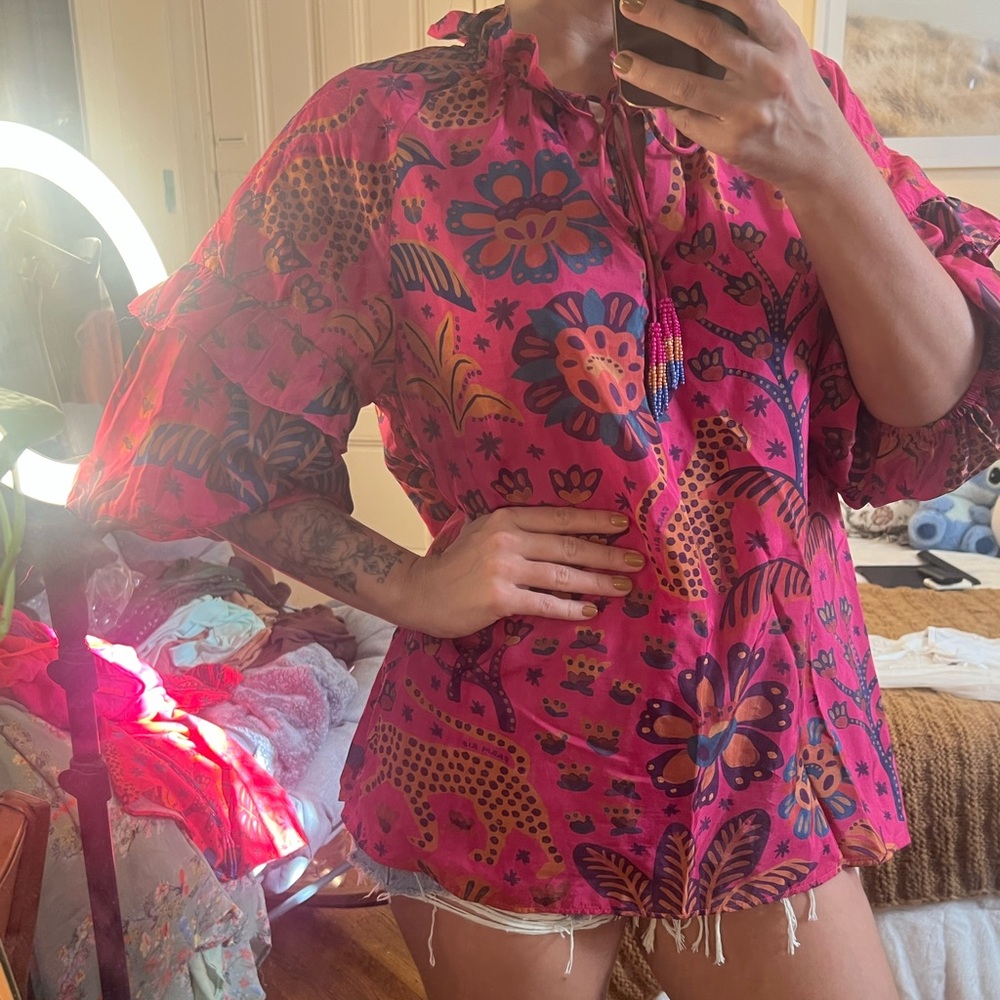 Anthropologie Pink and Orange blouse